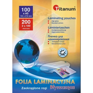 Folia do laminowania Titanum A5 - przezroczysty 100mic. 154mm x 216mm